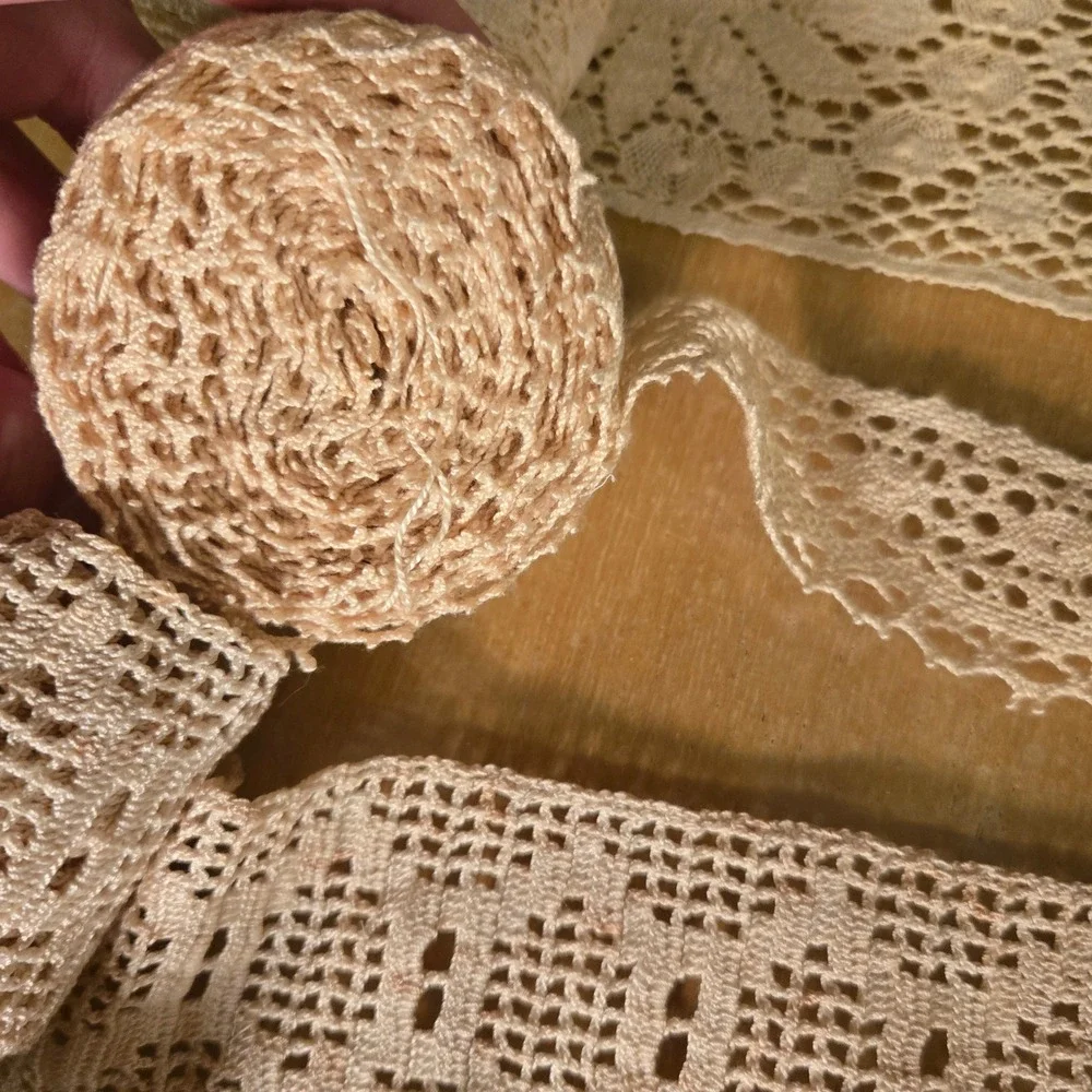 Vintage Lace Trim Lot 7 Rolls Crochet Eyelet Floral Cream Rose Sewing Crafting - Picture 9 of 15